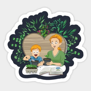 Planting with mom Sticker